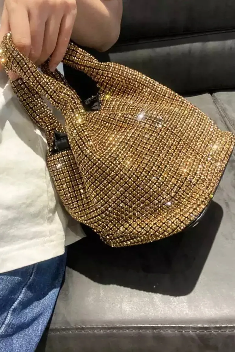 Jessica Bara Marleigh Rhinestone Mini Bucket Purse
