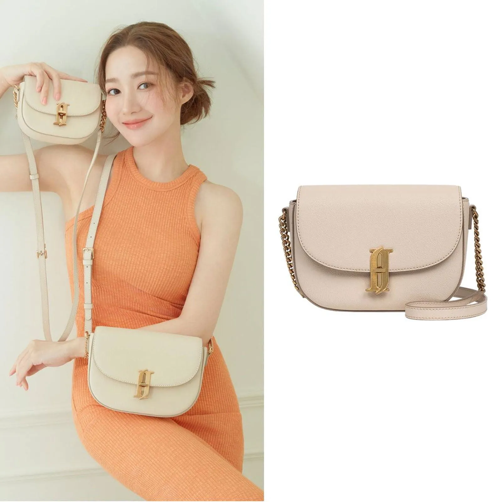 J.ESTINA JOELLE FALLIN SM Cross Bag Beige Shoulder Leather Bag Minyoung Park Pick
