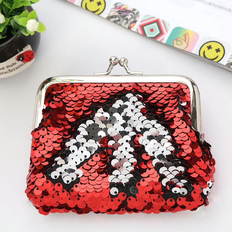Kids 3 Inch Sequin Clip Change Earphone USB Cable Storage Mini Bag