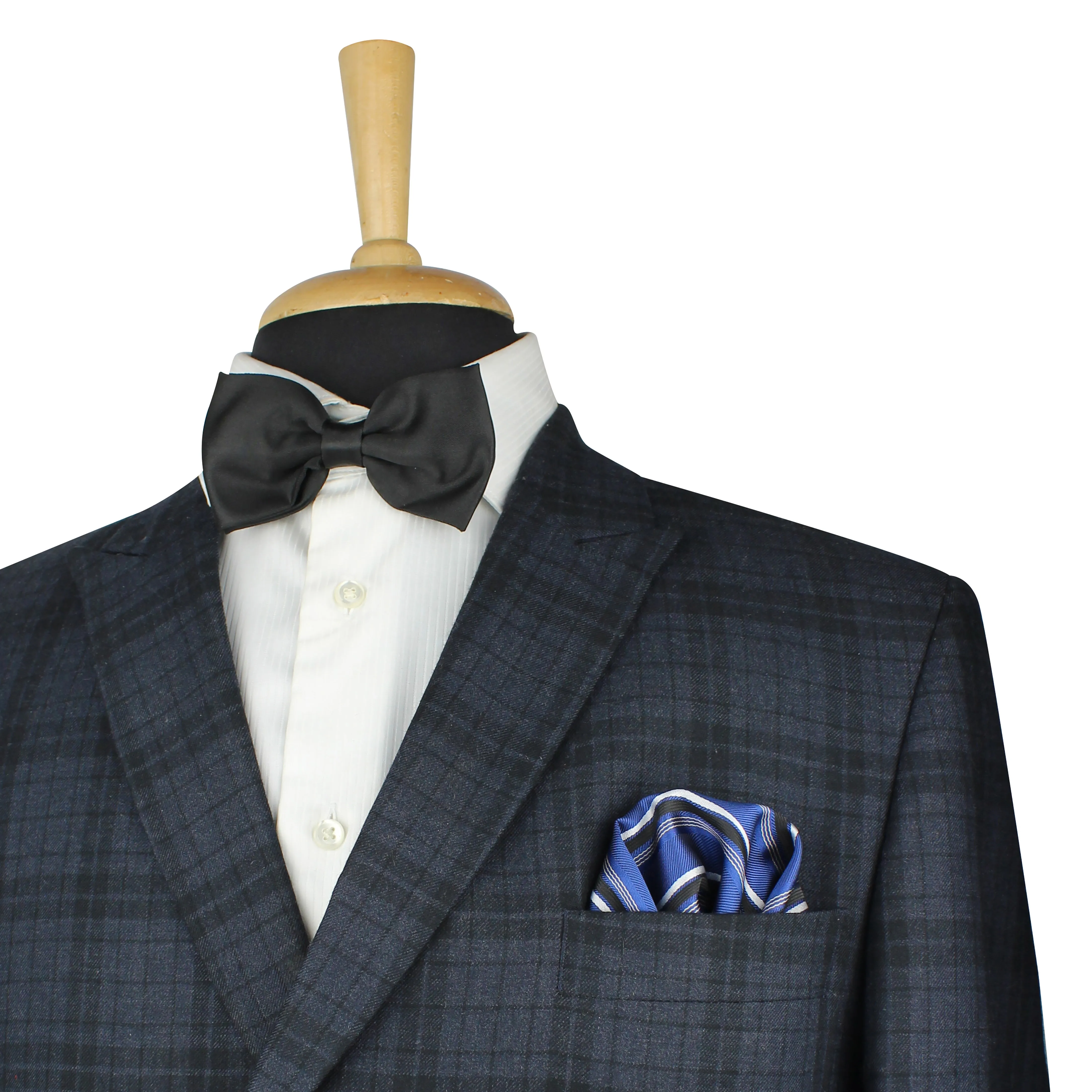 Kovove Elegant Blue Striped Necktie and Pocket Square Gift Box