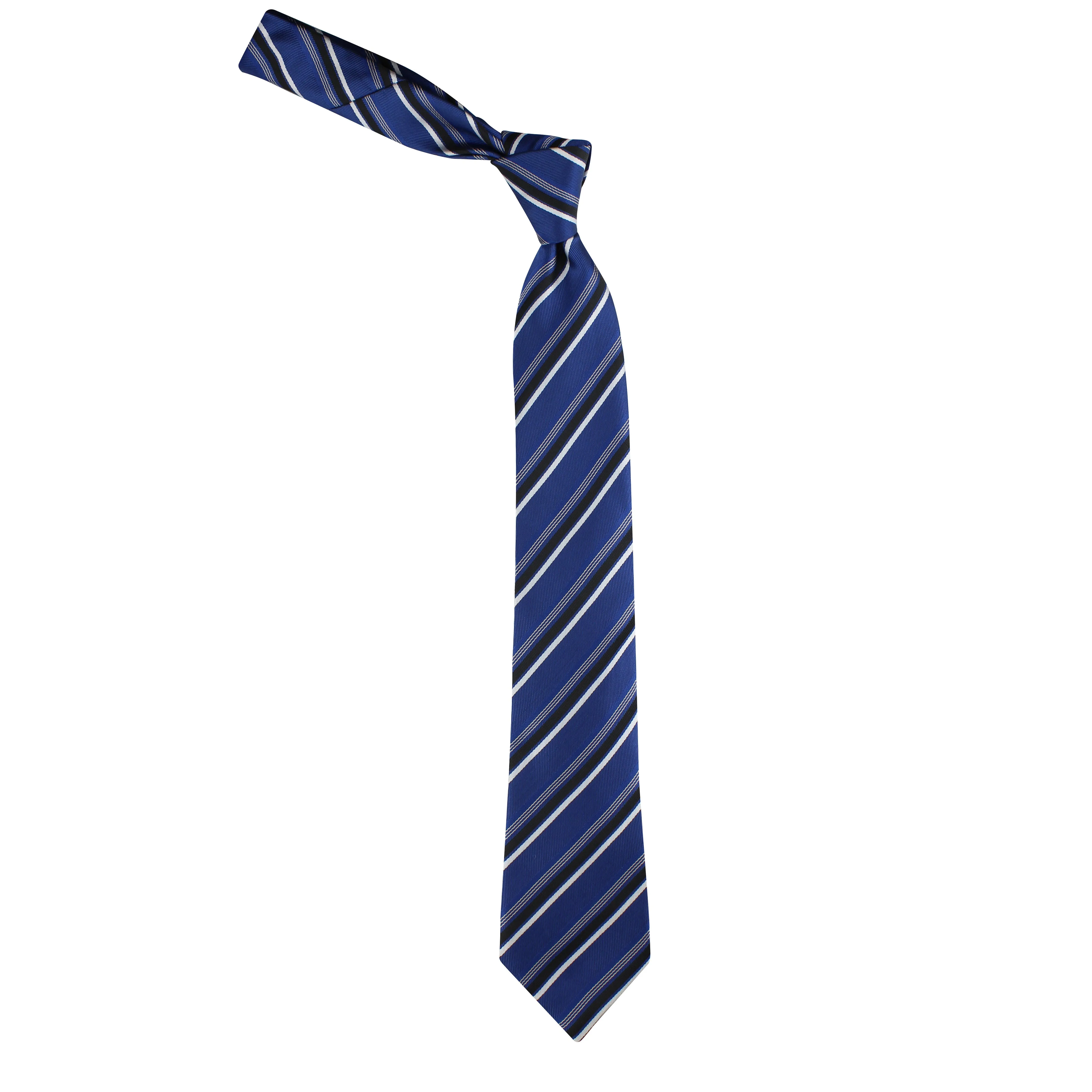 Kovove Elegant Blue Striped Necktie and Pocket Square Gift Box