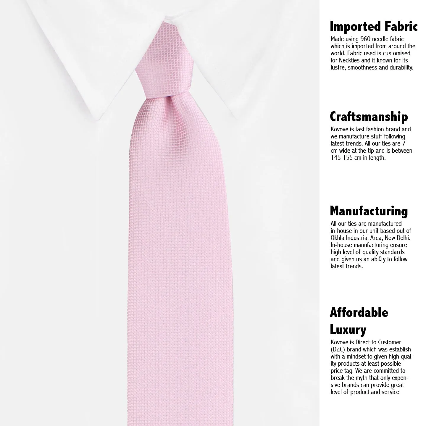 Kovove Pink Checkered Necktie and Pocket Square Gift Box