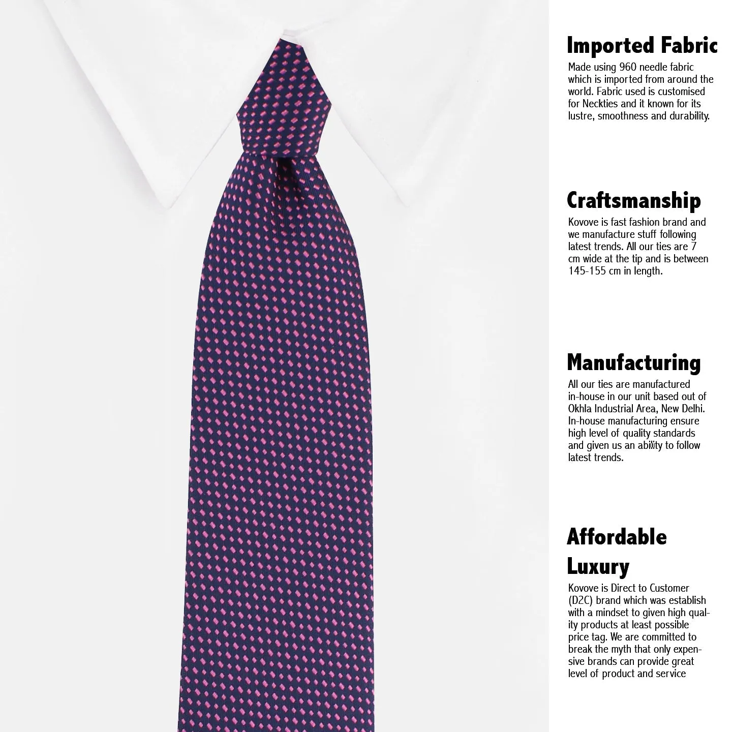 Kovove The Pleasing Dash Abstract Blue Necktie and Pocket Square Gift Box