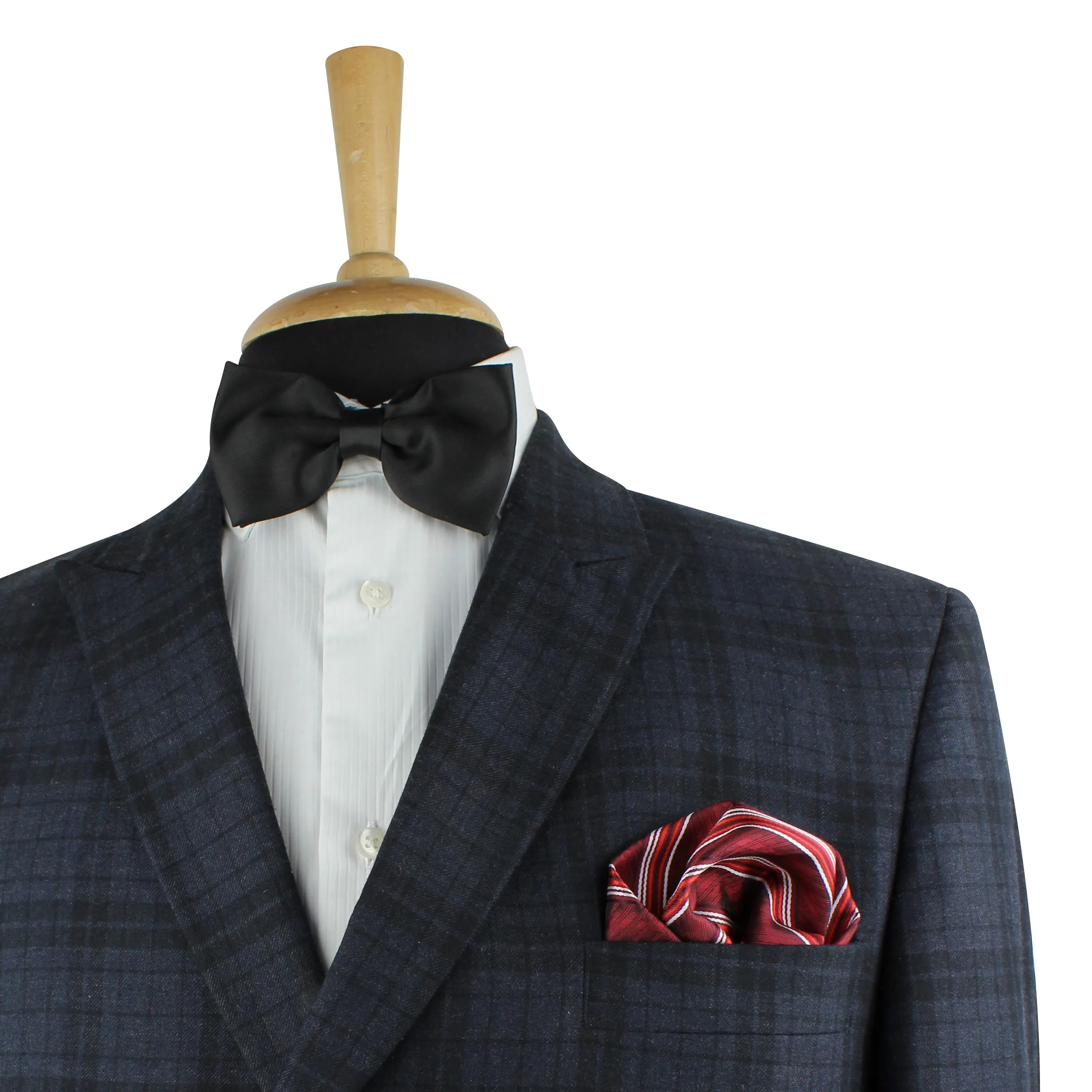 Kovove The Pleasing Striped Black Necktie and Pocket Square Gift Box