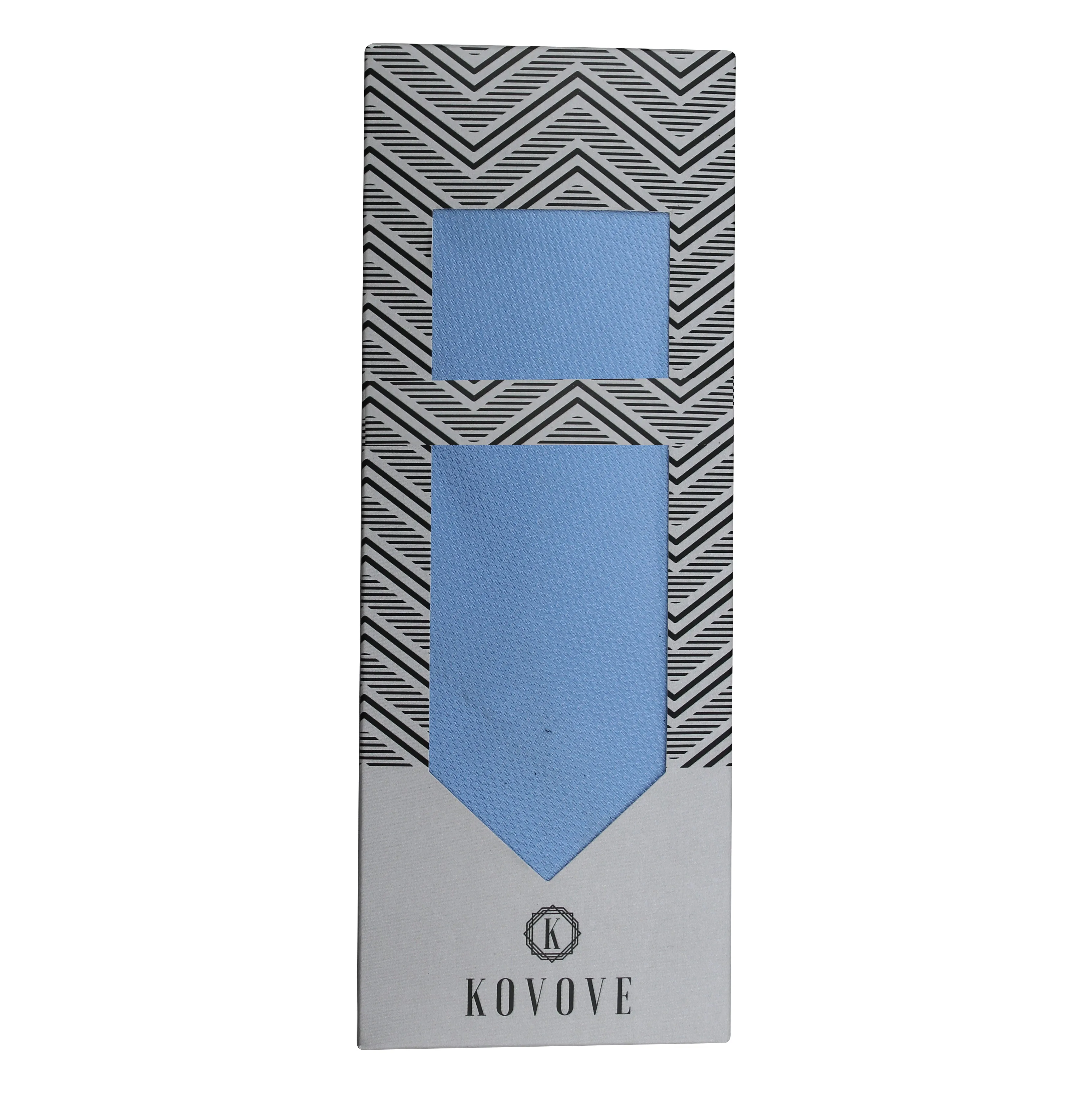 Kovove The Self Dash Line Blue Necktie and Pocket Square Gift Box