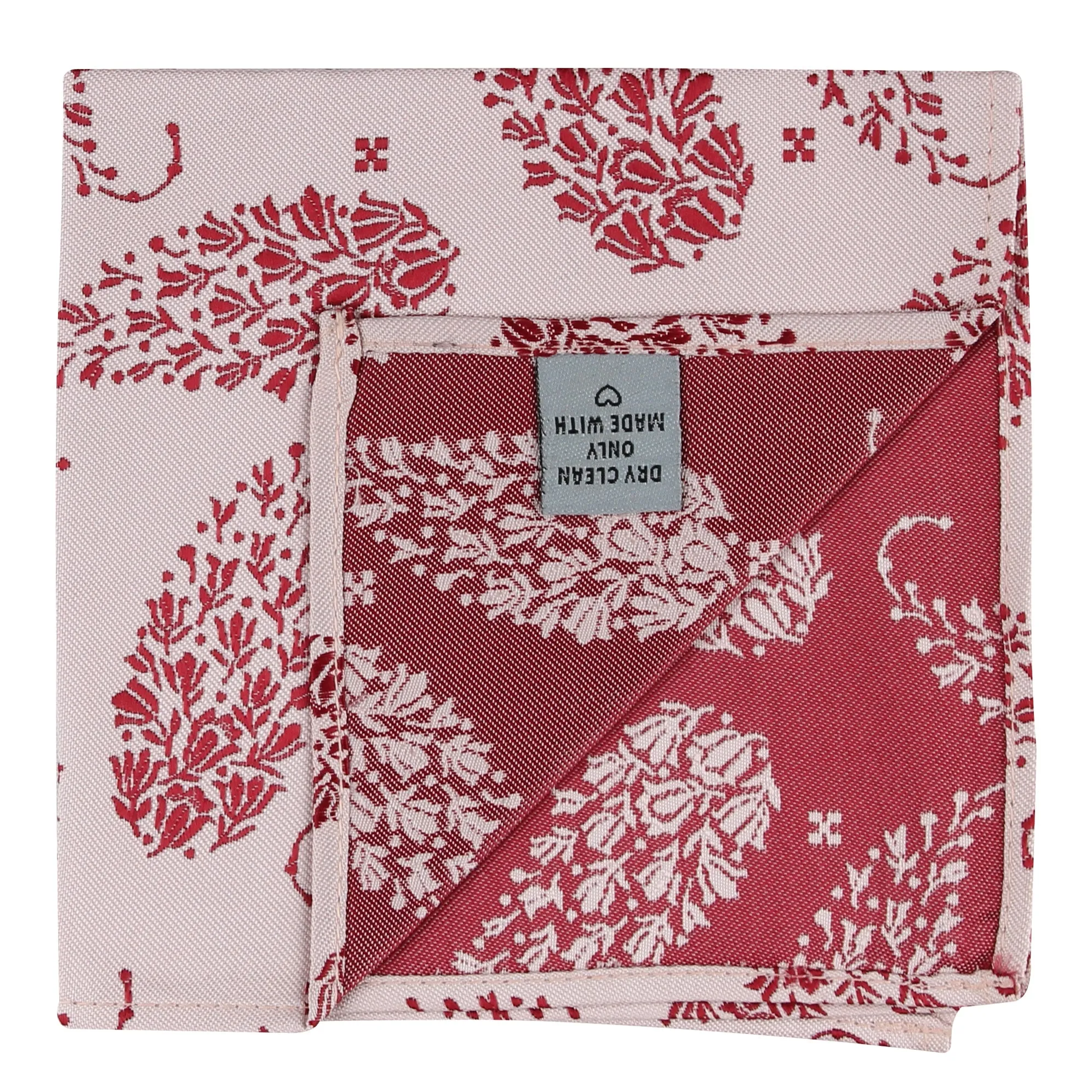 Kovove The Twining Paisley Pink Pocket Square For Men