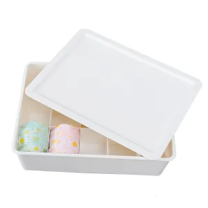 Kuber Industries Cloth Storage Box 10 Compartment with Lid|Wardrobe Organizer For clothes-Pack of 2 (White)