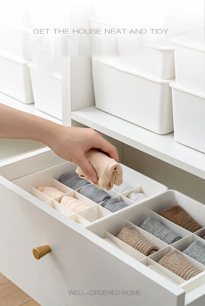 Kuber Industries Cloth Storage Box 10 Compartment with Lid|Wardrobe Organizer For clothes-Pack of 2 (White)