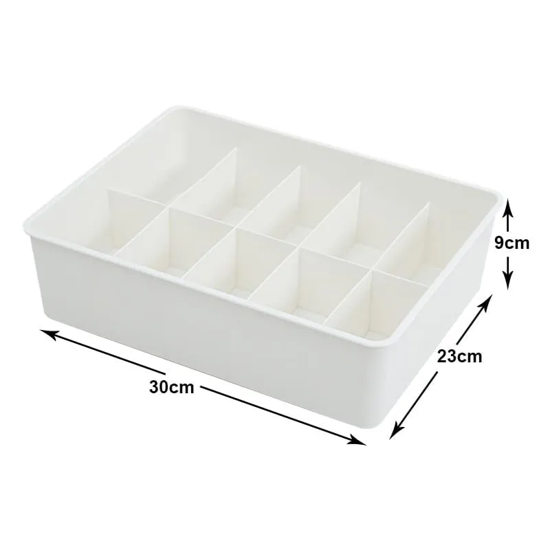 Kuber Industries Cloth Storage Box 10 Compartment with Lid|Wardrobe Organizer For clothes-Pack of 2 (White)
