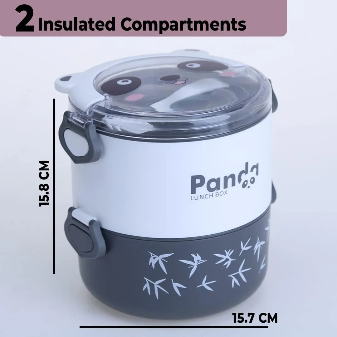 Kuber Industries Insulated Lunch Box with 2 Compartments|100% BPA Free, Food Grade ABS Plastic|Leakproof & Spill Proof|Dishwasher & Microwave Safe Lunch Box|2000 ML|HX0043347|Pack of 6|Black & White