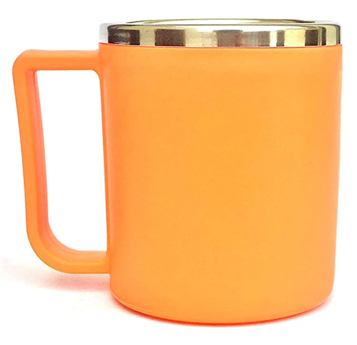 Kuber Industries Medium Size Double Wall with Inner Stainless Steel Coffee/Tea/Milk Mug, Set of 4 (Red & Orange), Standard