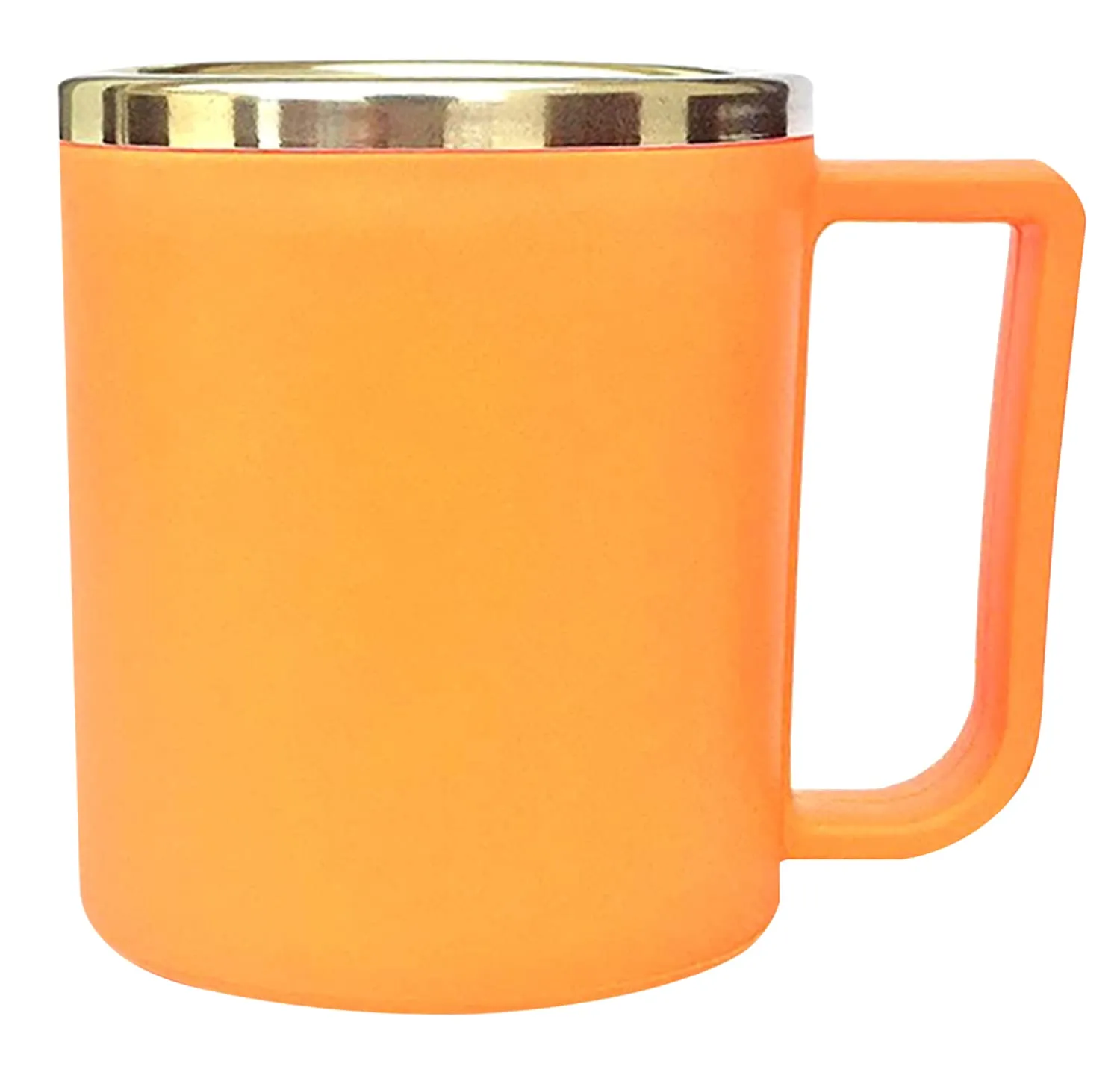 Kuber Industries Medium Size Double Wall with Inner Stainless Steel Coffee/Tea/Milk Mug, Set of 4 (Red & Orange), Standard