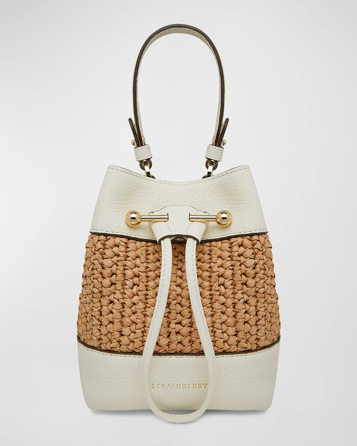 Lana Osette Raffia & Leather Bucket Bag