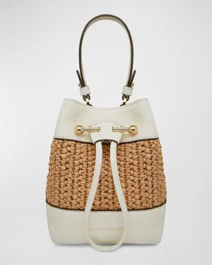 Lana Osette Raffia & Leather Bucket Bag