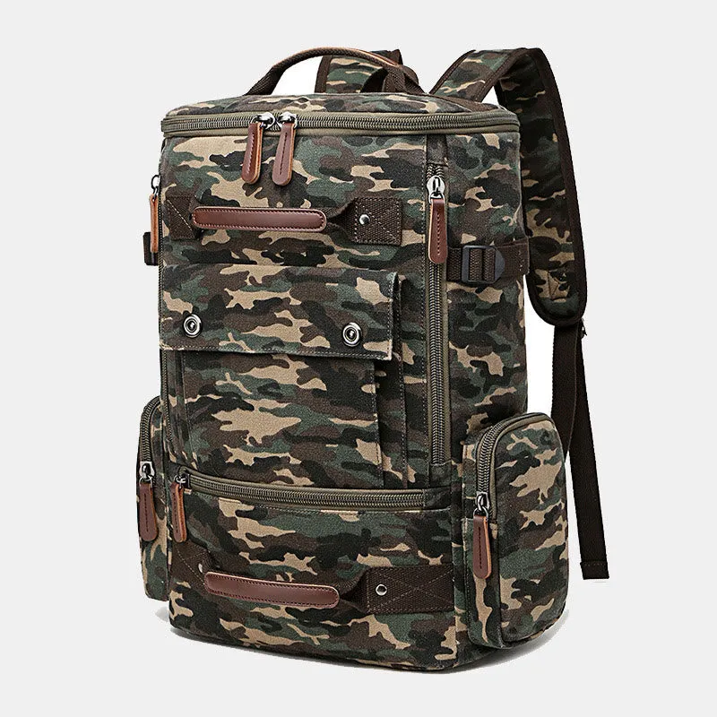 Large Capacity Military Canvas Backpack Travel Daypack Laptop Backpack