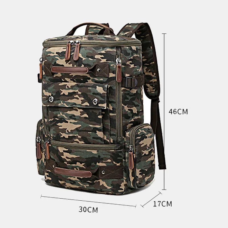 Large Capacity Military Canvas Backpack Travel Daypack Laptop Backpack