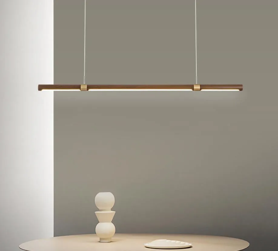 LED Wood Modern Linear Pendant Light