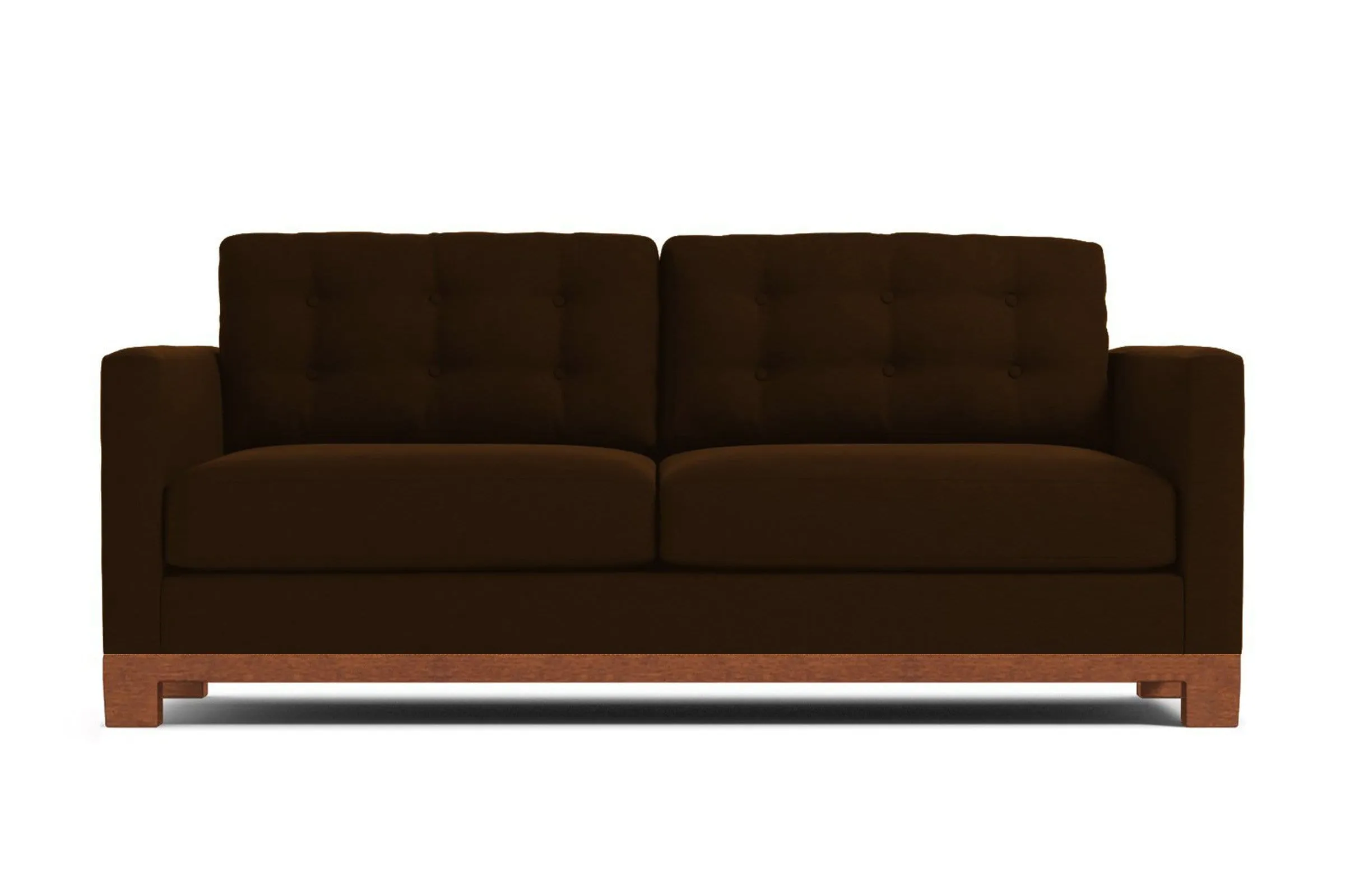 Logan Drive Apartment Size Sleeper Sofa Bed :: Leg Finish: Pecan / Sleeper Option: Deluxe Innerspring Mattress