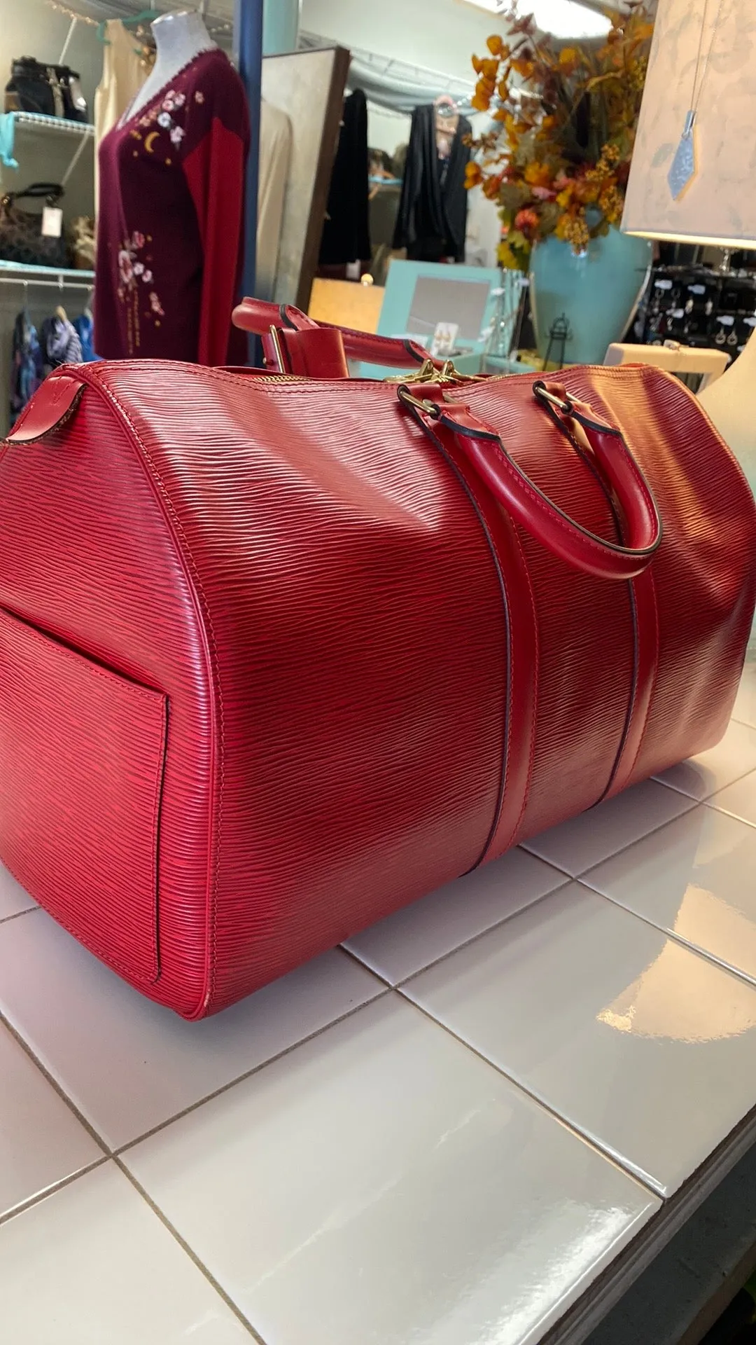 Louis Vuitton Keepall 50 Epi Leather Duffel Bag In Red