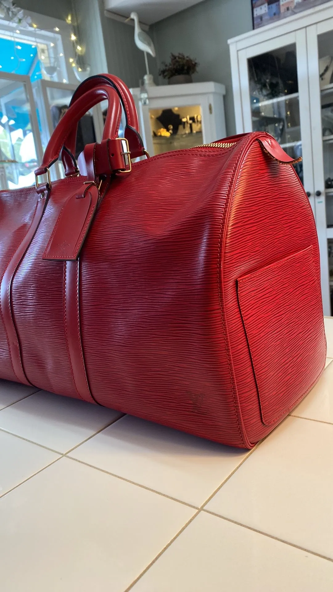 Louis Vuitton Keepall 50 Epi Leather Duffel Bag In Red