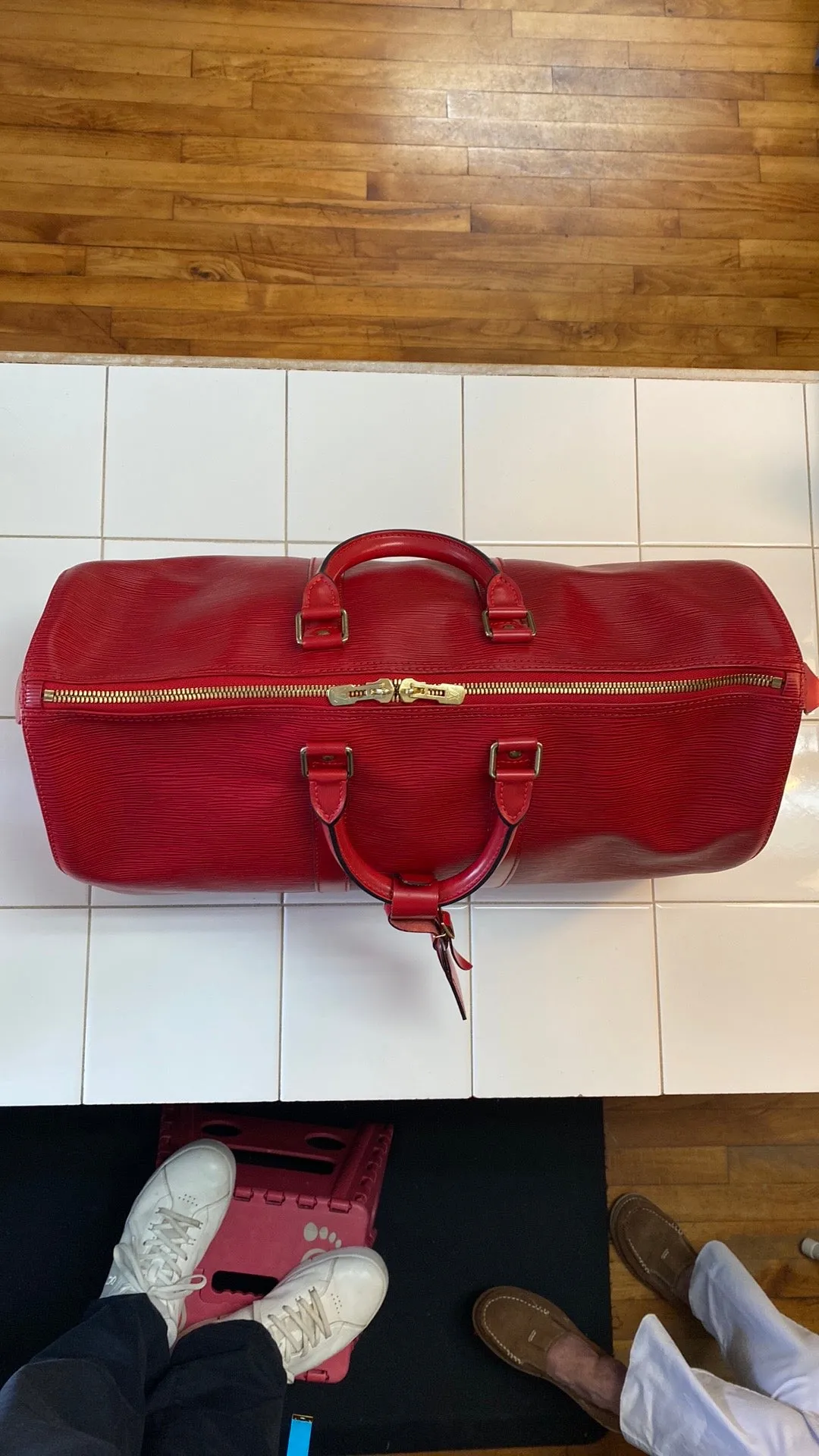 Louis Vuitton Keepall 50 Epi Leather Duffel Bag In Red