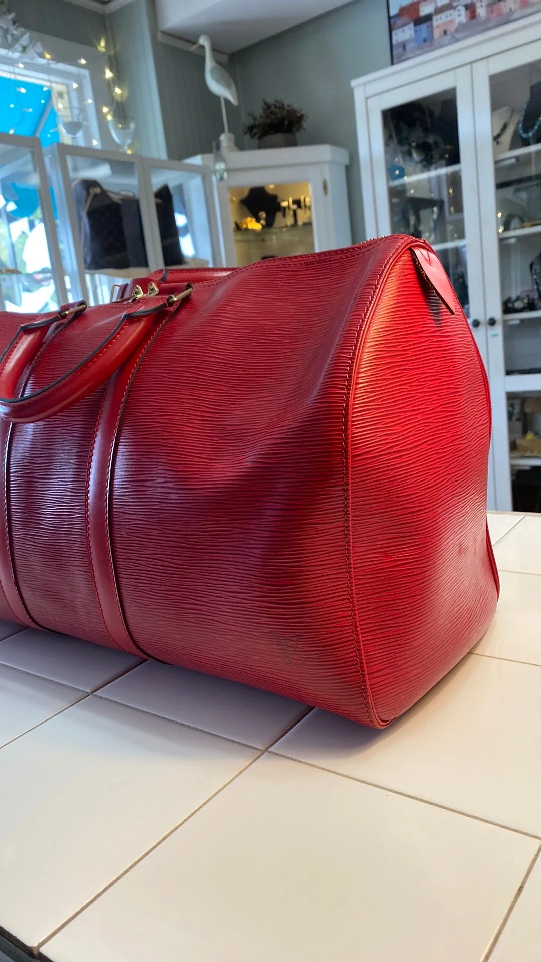 Louis Vuitton Keepall 50 Epi Leather Duffel Bag In Red