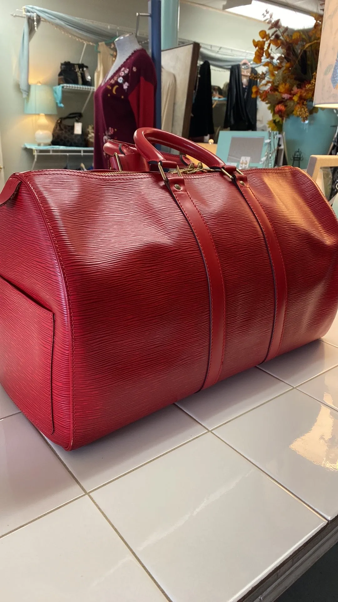 Louis Vuitton Keepall 50 Epi Leather Duffel Bag In Red