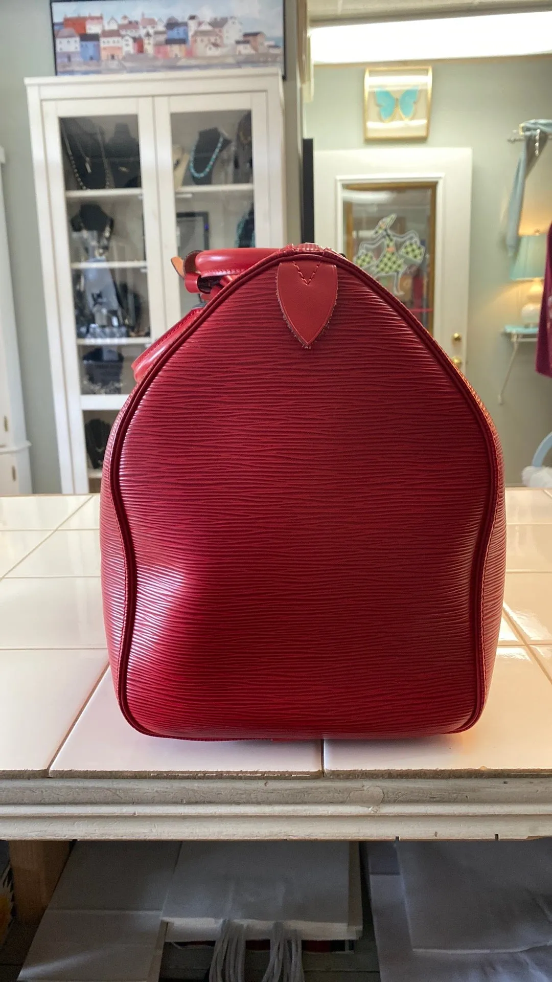 Louis Vuitton Keepall 50 Epi Leather Duffel Bag In Red
