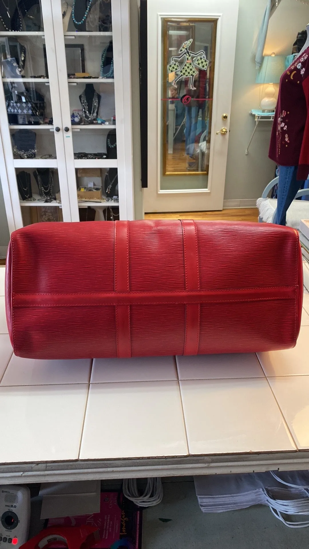 Louis Vuitton Keepall 50 Epi Leather Duffel Bag In Red
