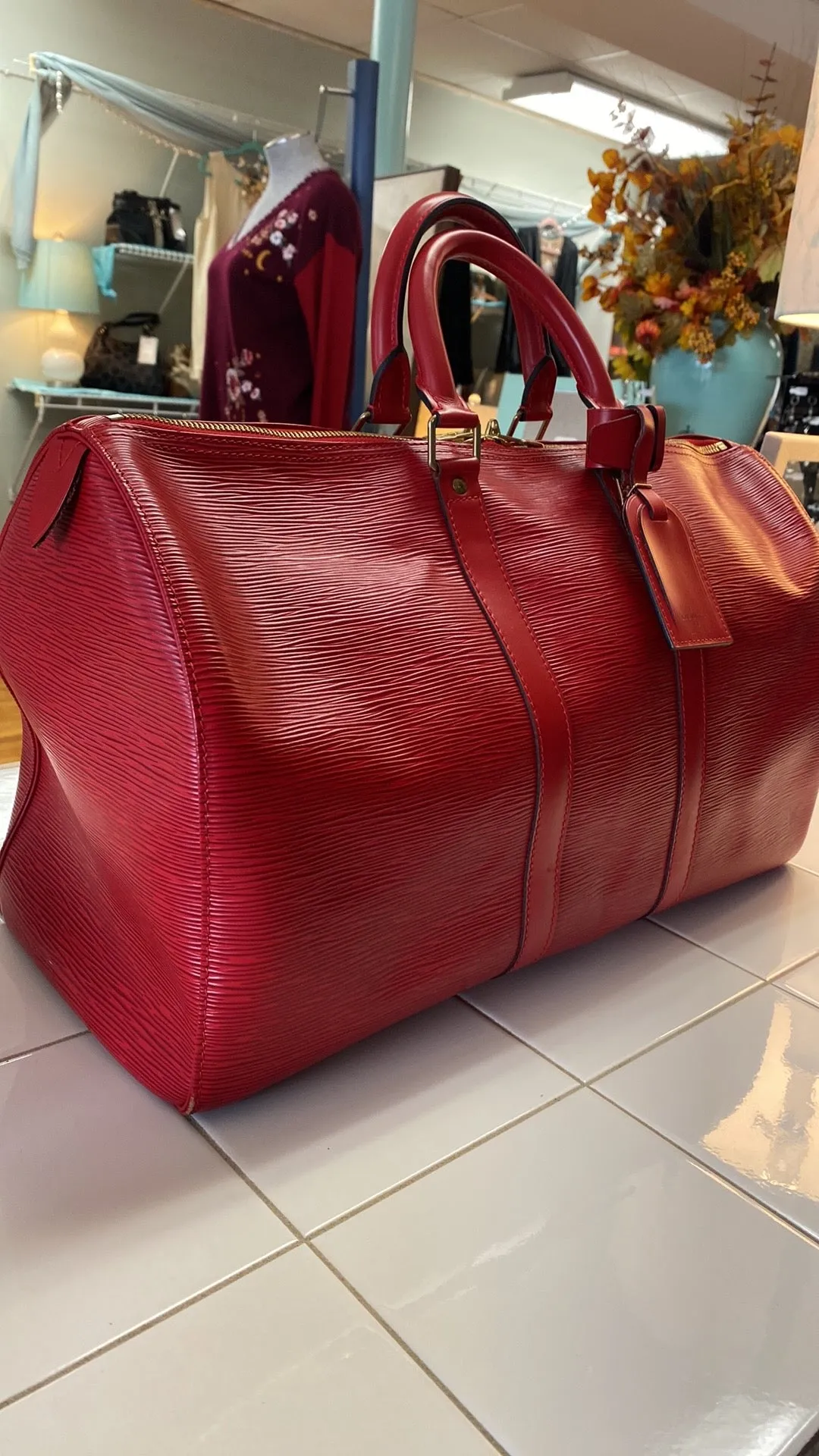 Louis Vuitton Keepall 50 Epi Leather Duffel Bag In Red