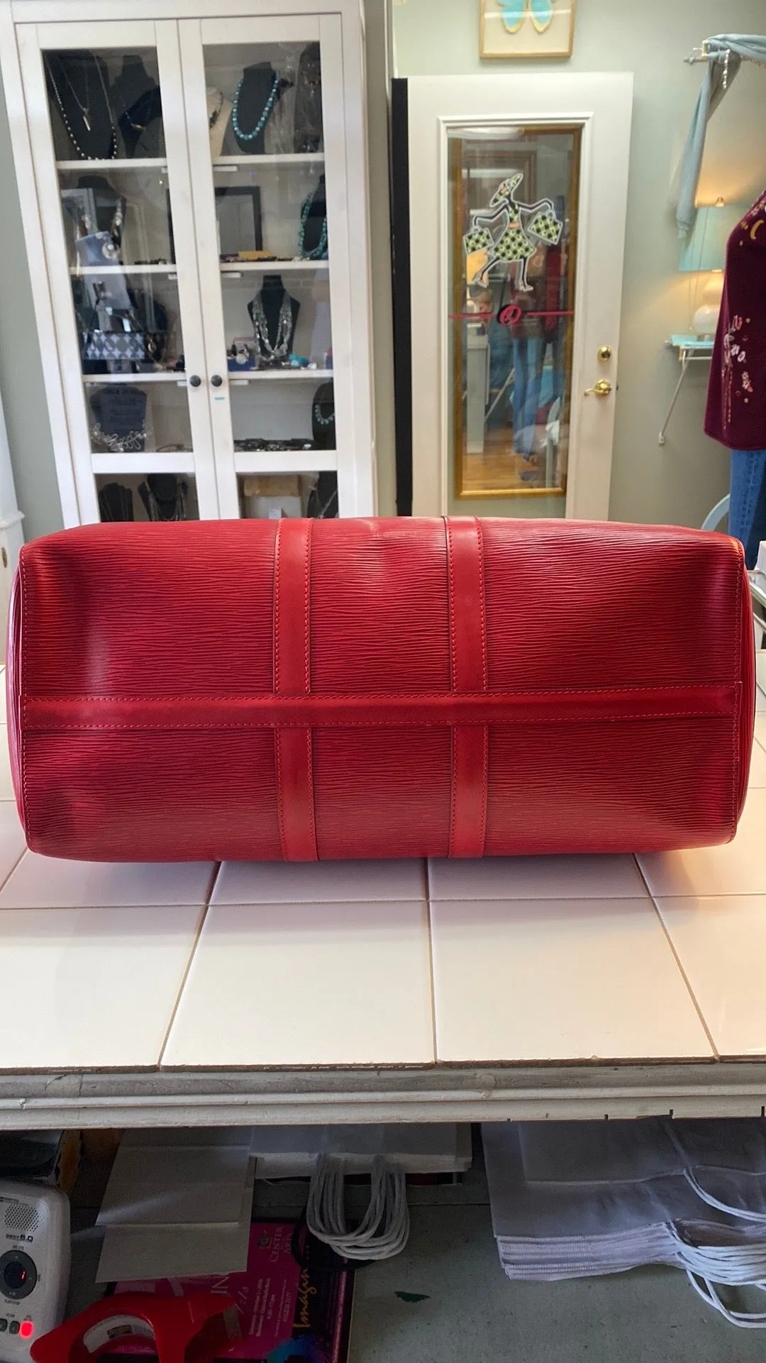 Louis Vuitton Keepall 50 Epi Leather Duffel Bag In Red
