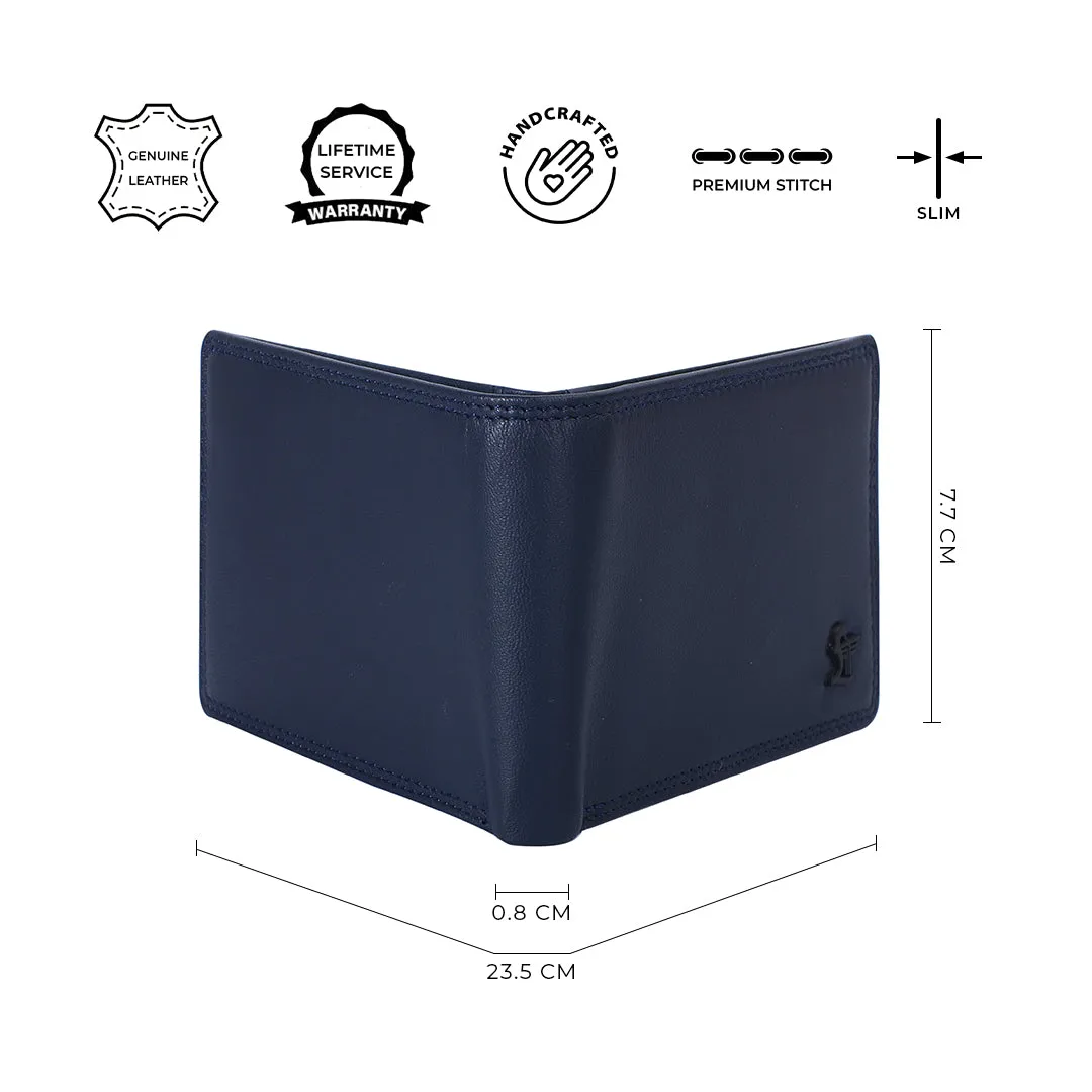 Lucas Bifold Slim Wallet | Pure Leather Wallet for Men | Male Leather Wallet| Color: Brown, Black & Blue