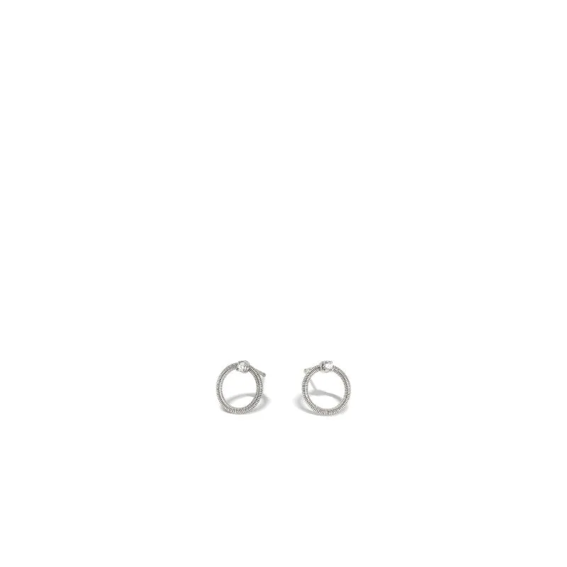 Marco Bicego Bi49 Collection 18K White Gold and Diamond Small Circle Stud Earrings