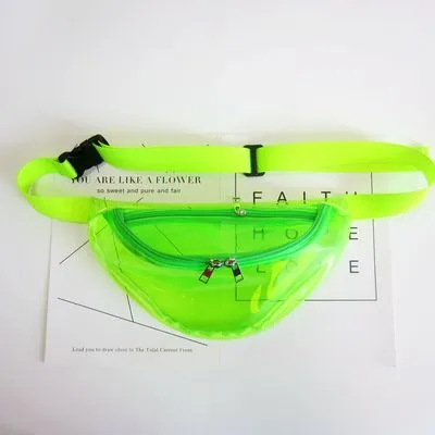 MB fashion Transparent Waist Bag with Dual Zipper Pulls and Adjustable Strap Fanny Pack 004