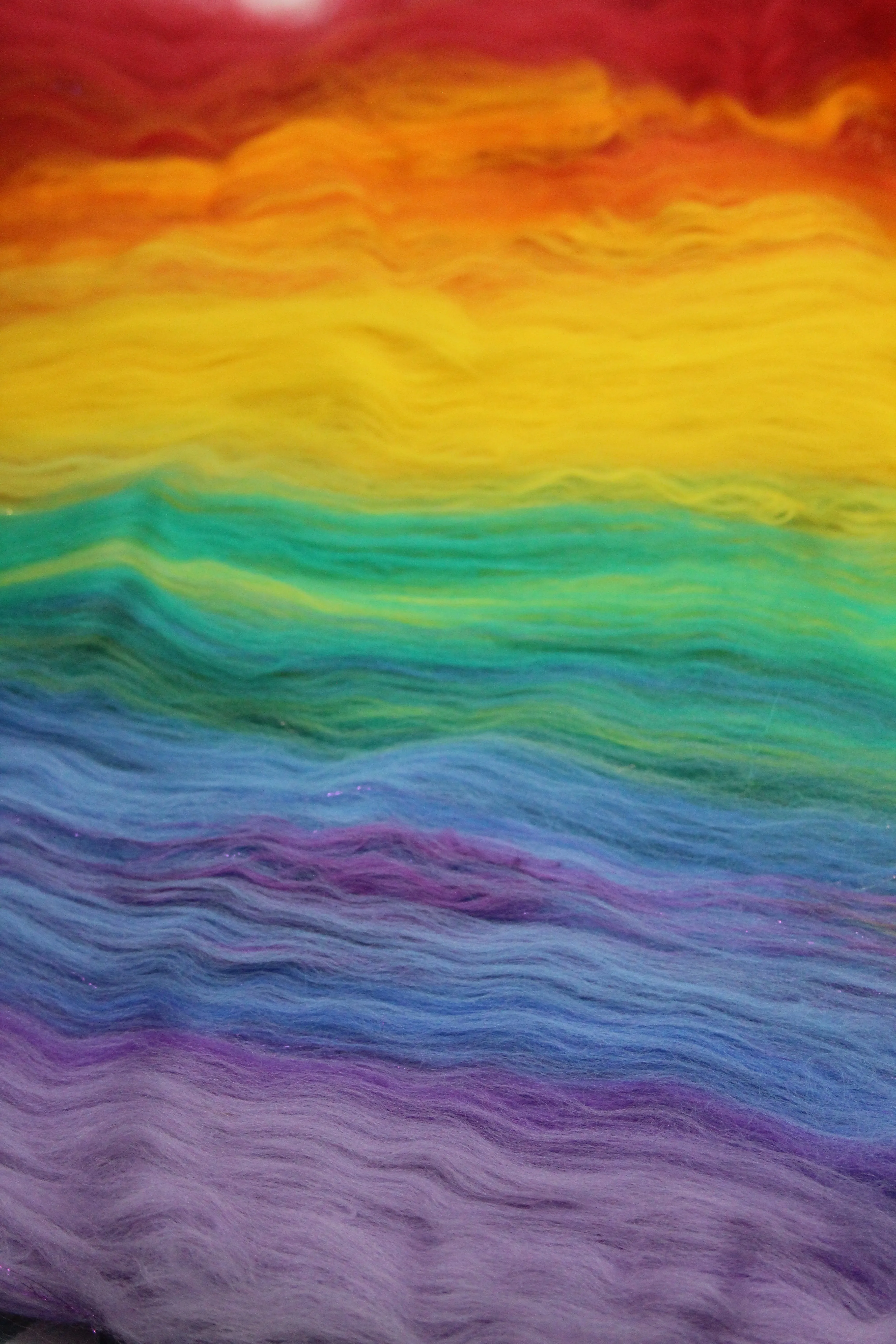 Merino Art Batt  - Rainbow - 106 grams 3.7 oz - Sideways Colour Change - Wool for felting, spinning and weaving