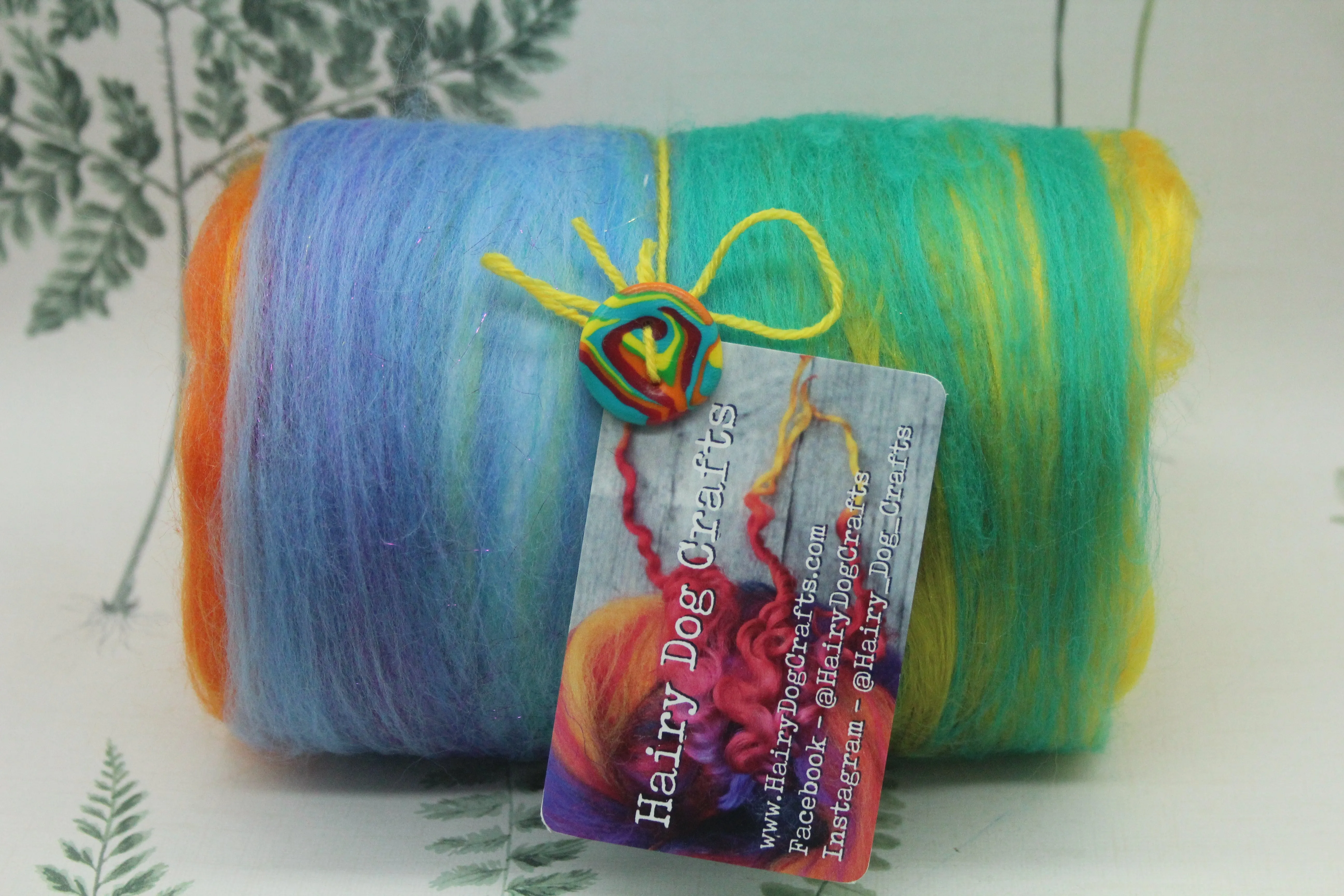 Merino Art Batt  - Rainbow - 106 grams 3.7 oz - Sideways Colour Change - Wool for felting, spinning and weaving
