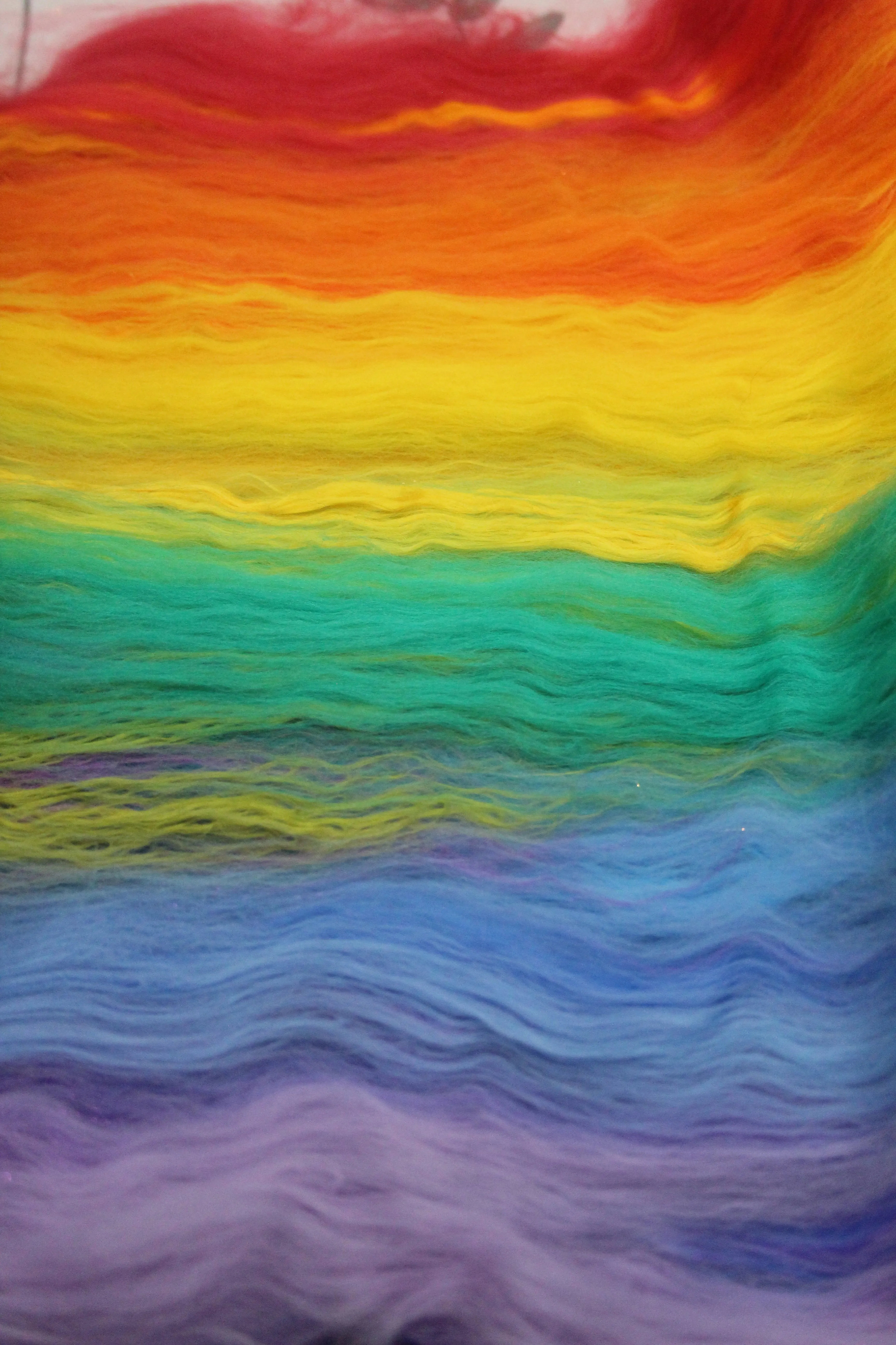 Merino Art Batt  - Rainbow - 106 grams 3.7 oz - Sideways Colour Change - Wool for felting, spinning and weaving