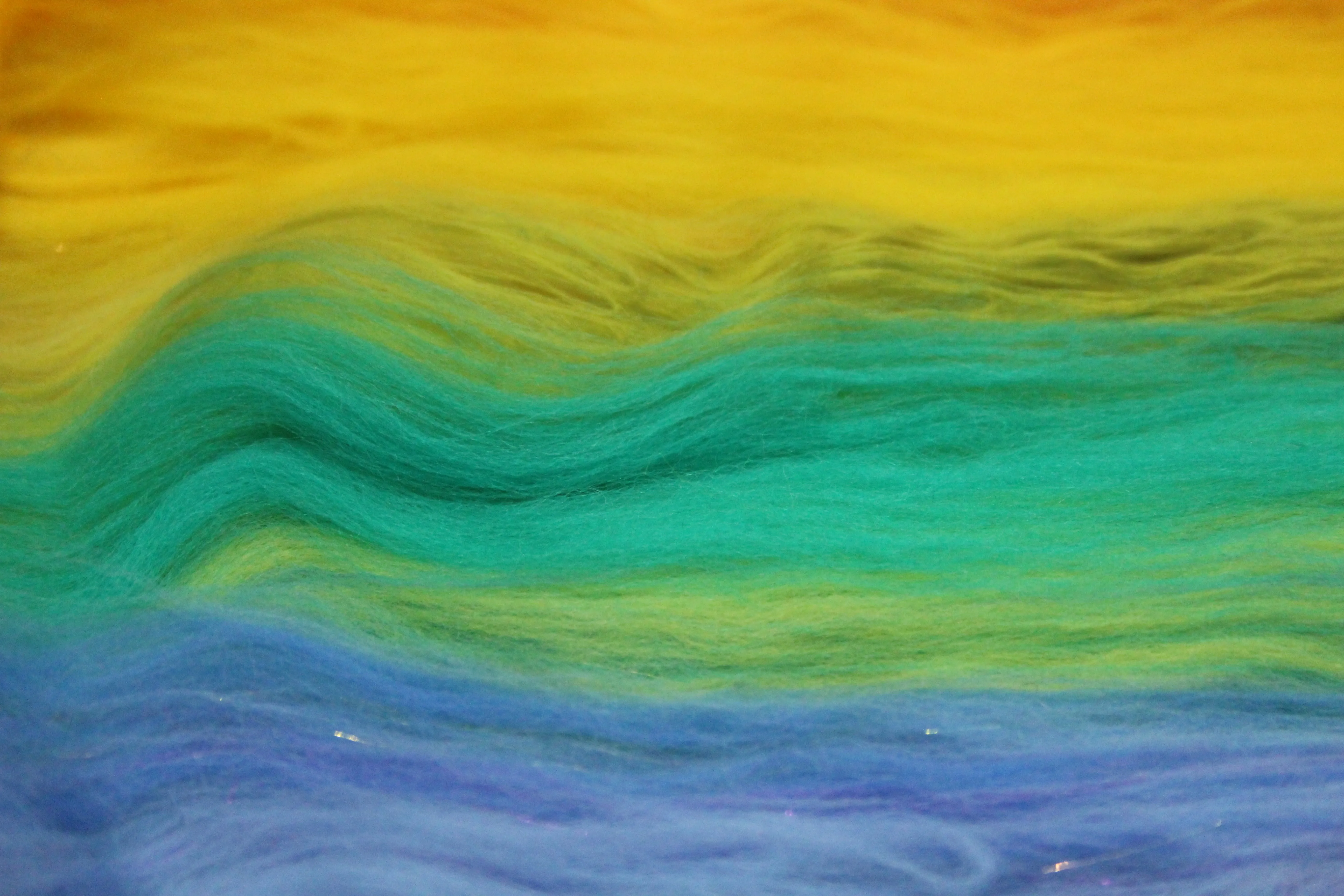 Merino Art Batt  - Rainbow - 106 grams 3.7 oz - Sideways Colour Change - Wool for felting, spinning and weaving