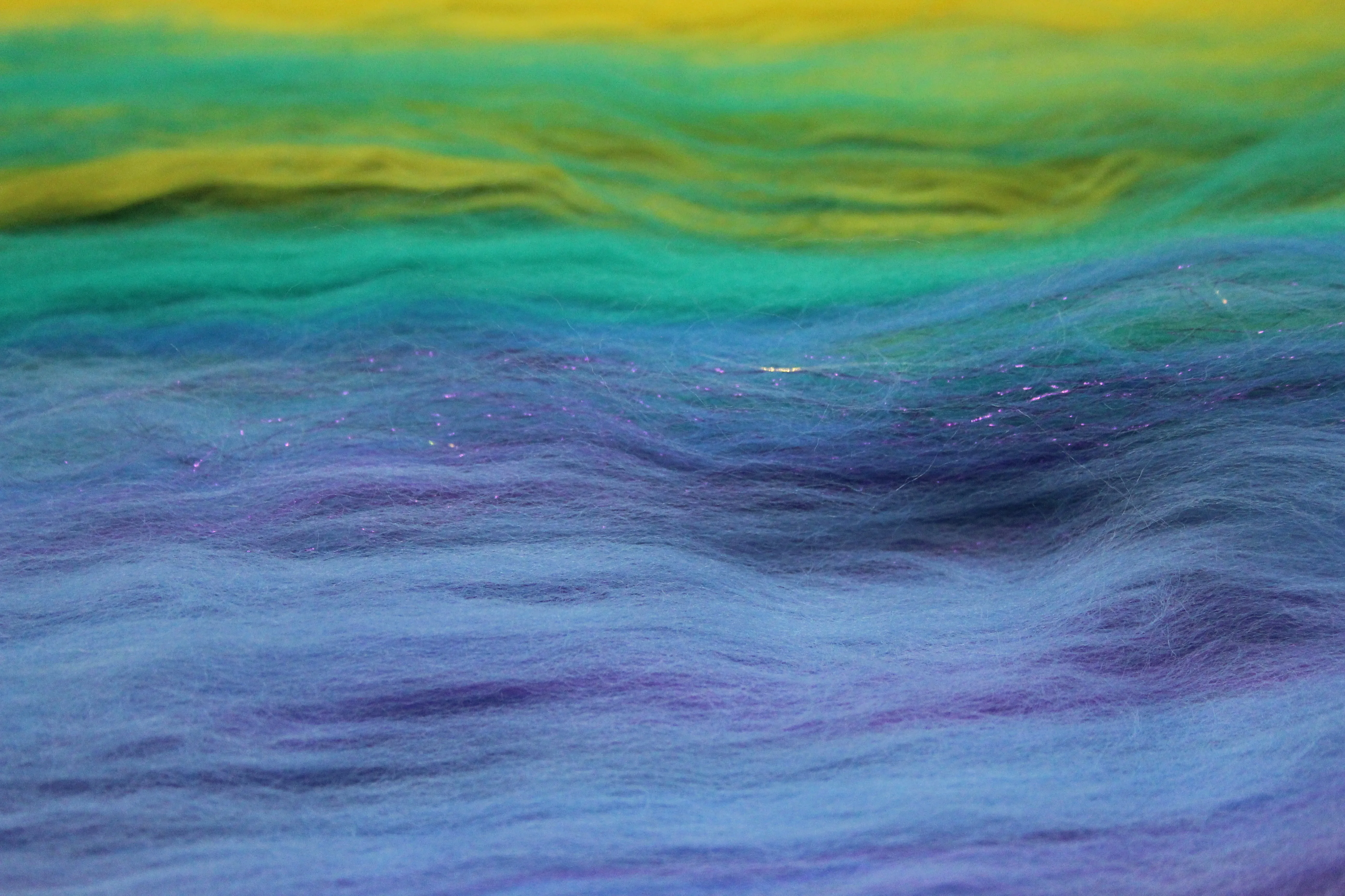 Merino Art Batt  - Rainbow - 106 grams 3.7 oz - Sideways Colour Change - Wool for felting, spinning and weaving