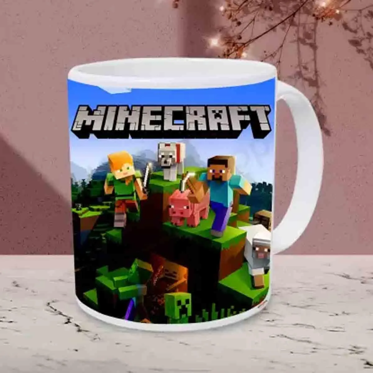 Minecraft Cartoon Printed Ceramic Coffee Mug 325 ML Birthday Gift for Kids Boys Brother Sisters Friends