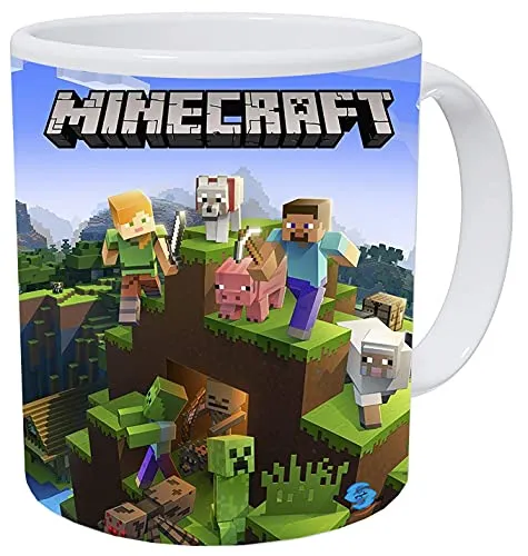 Minecraft Cartoon Printed Ceramic Coffee Mug 325 ML Birthday Gift for Kids Boys Brother Sisters Friends