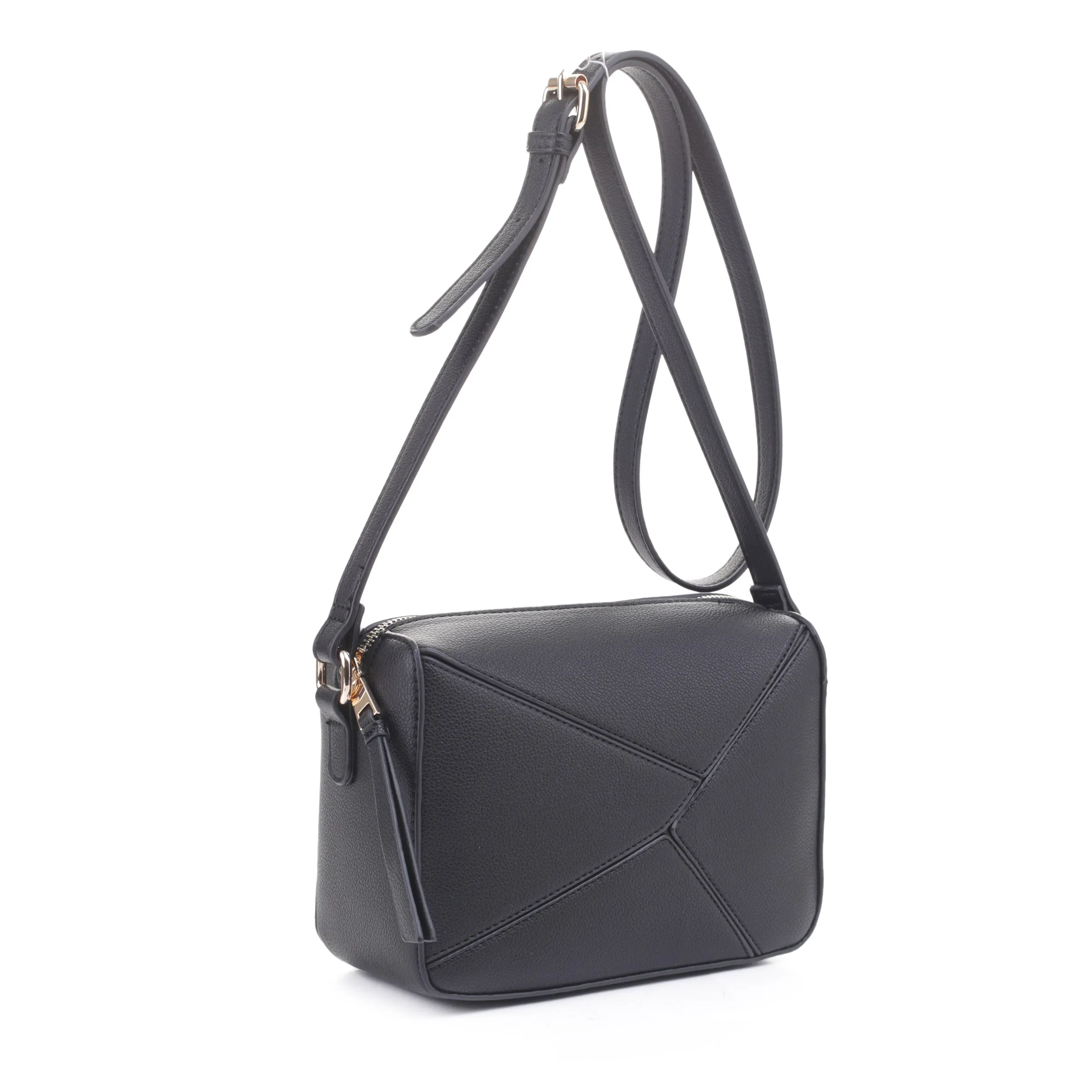 MT20357 Asymmetrical Geometric Design Double Zipper Crossbody Camera Bag