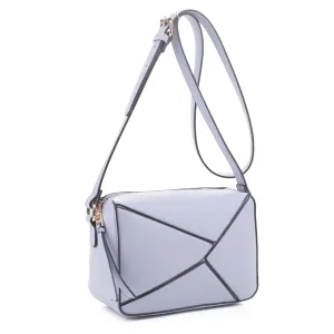 MT20357 Asymmetrical Geometric Design Double Zipper Crossbody Camera Bag