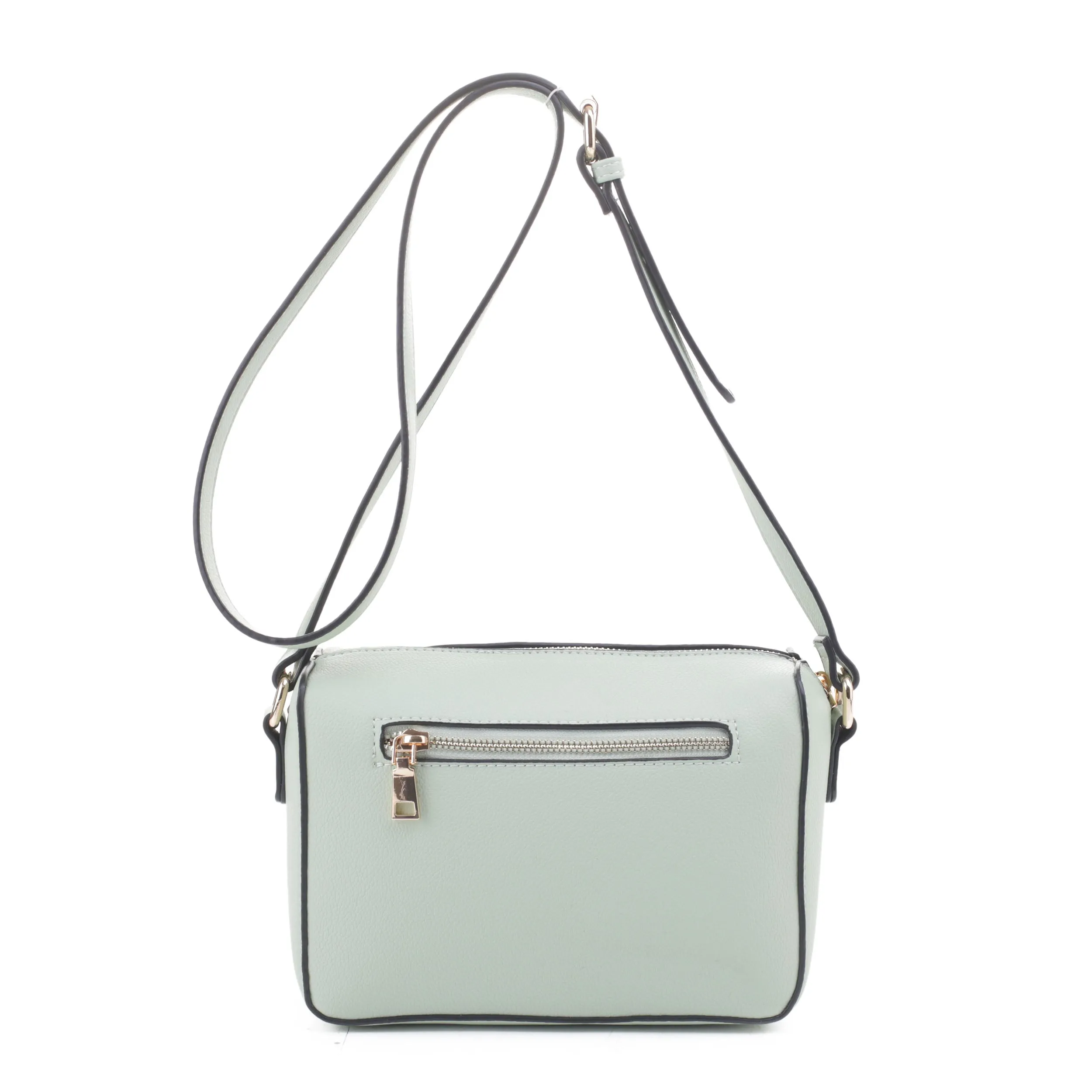 MT20357 Asymmetrical Geometric Design Double Zipper Crossbody Camera Bag