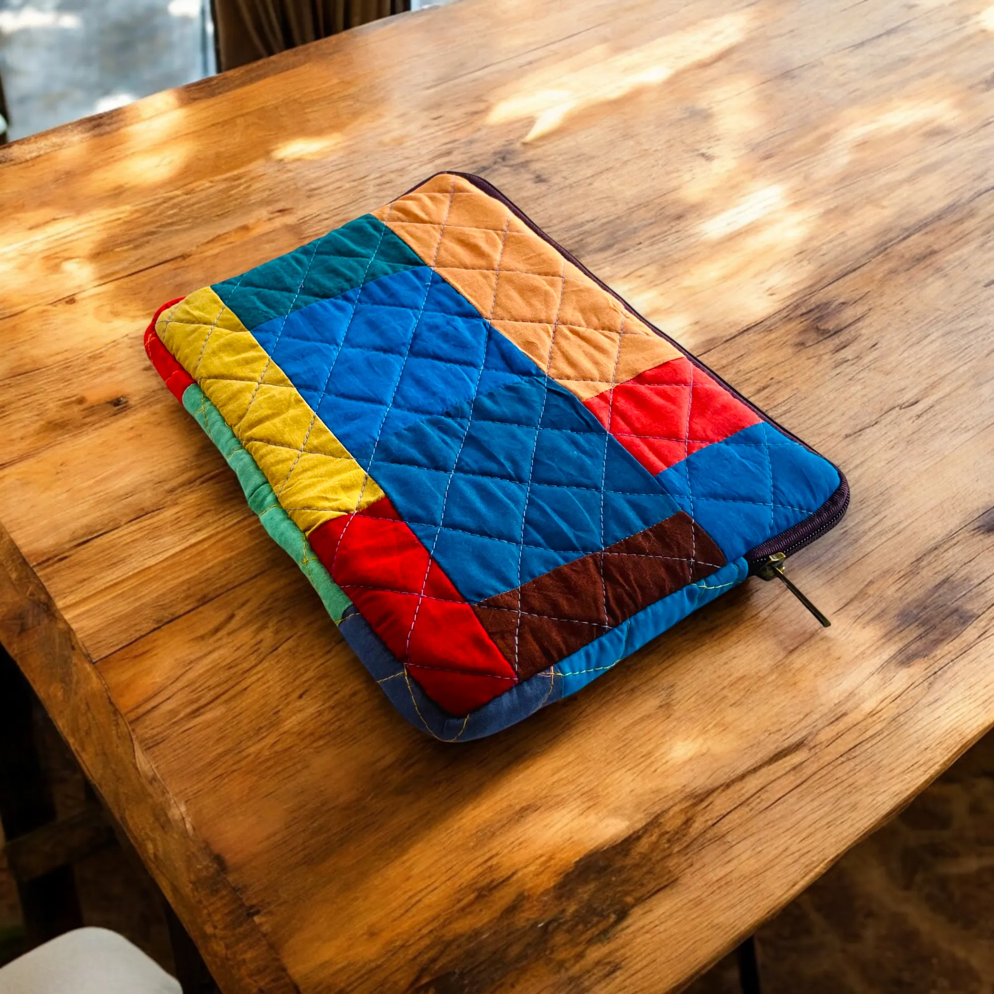 Multicolor Solids Patchwork Quilted Laptop Sleeve- 8 sizes available- Functional, Stylish