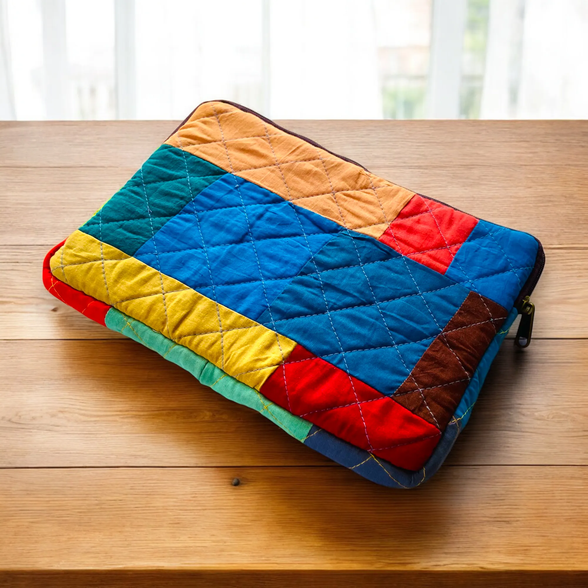 Multicolor Solids Patchwork Quilted Laptop Sleeve- 8 sizes available- Functional, Stylish