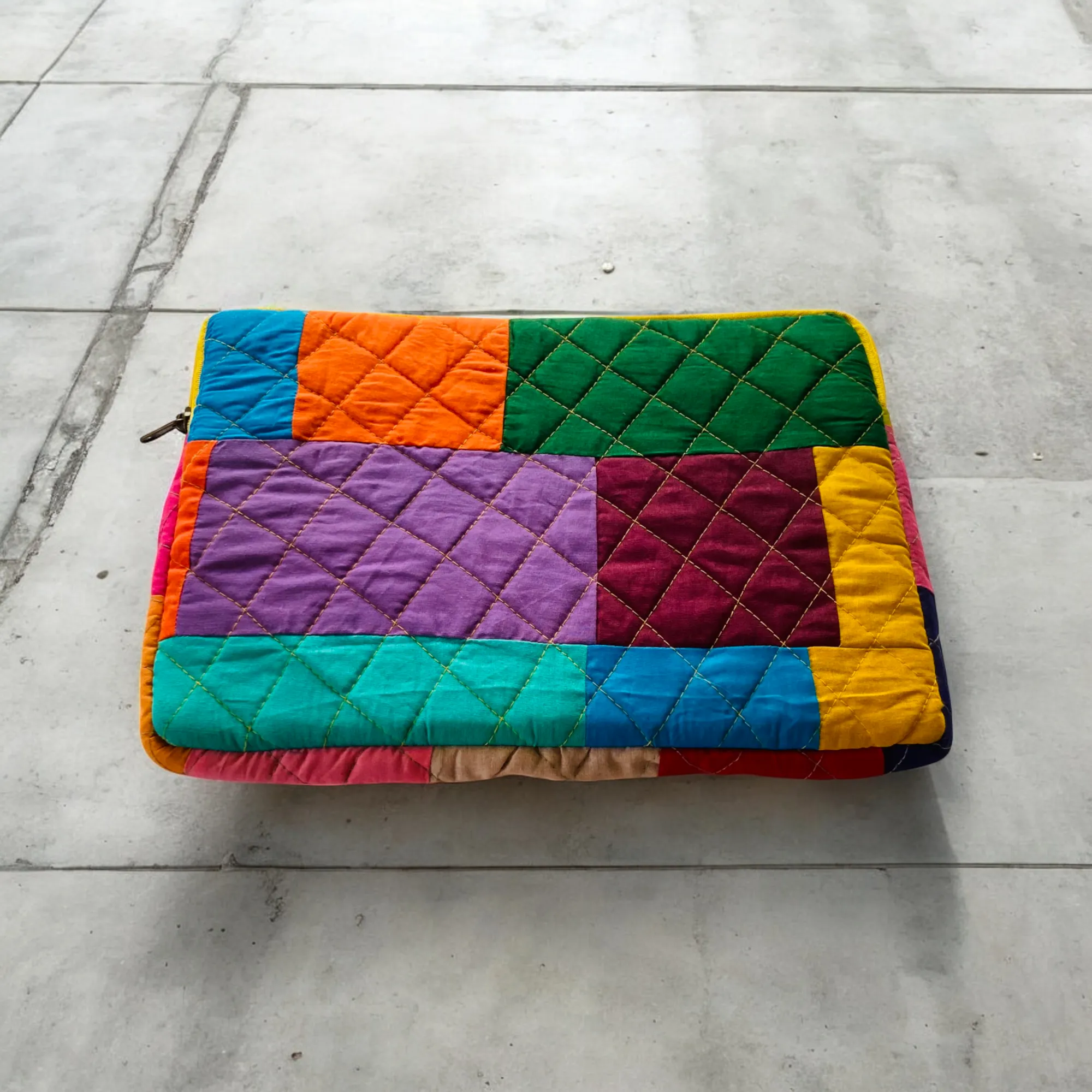 Multicolor Solids Patchwork Quilted Laptop Sleeve- 8 sizes available- Functional, Stylish