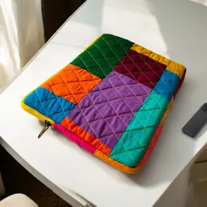 Multicolor Solids Patchwork Quilted Laptop Sleeve- 8 sizes available- Functional, Stylish