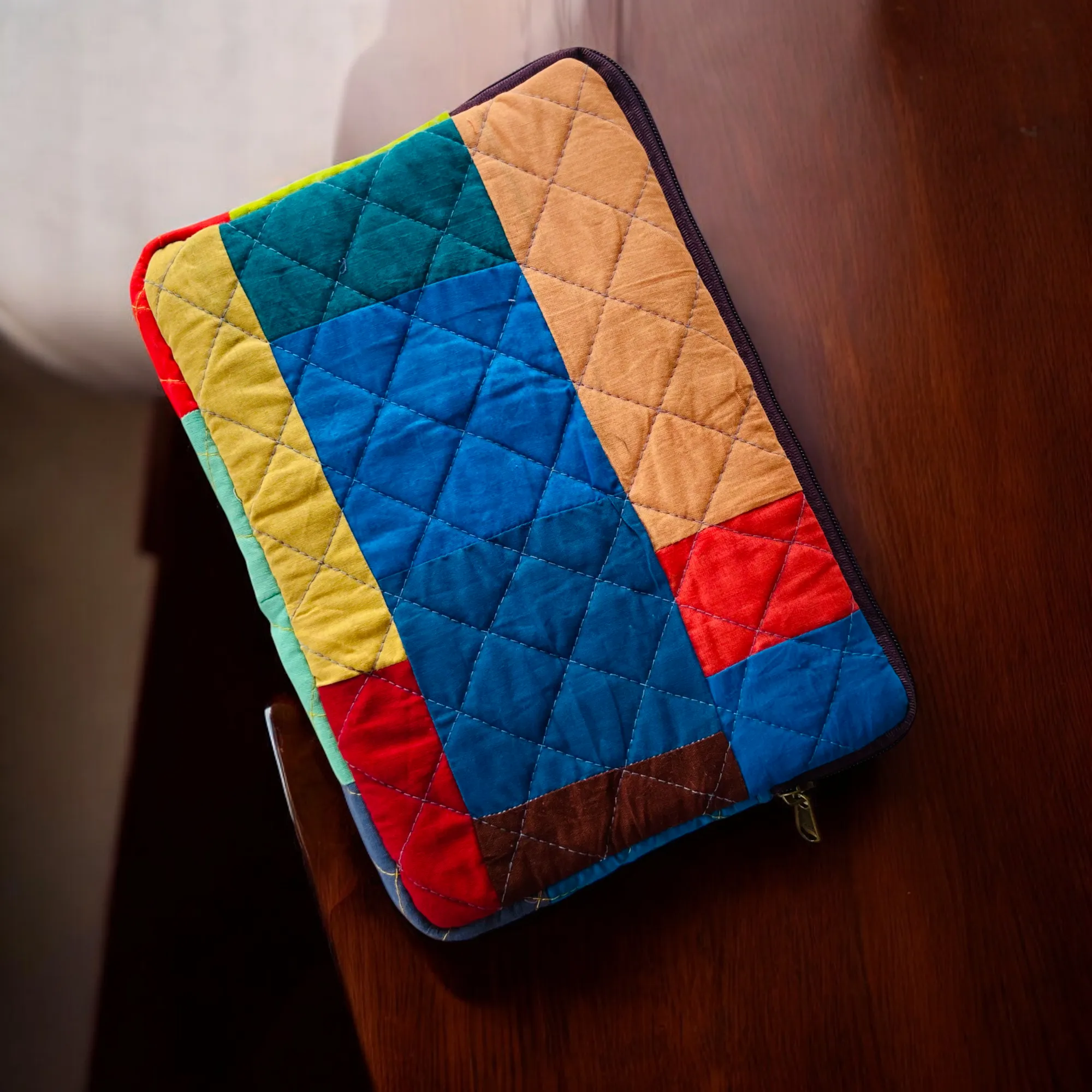Multicolor Solids Patchwork Quilted Laptop Sleeve- 8 sizes available- Functional, Stylish