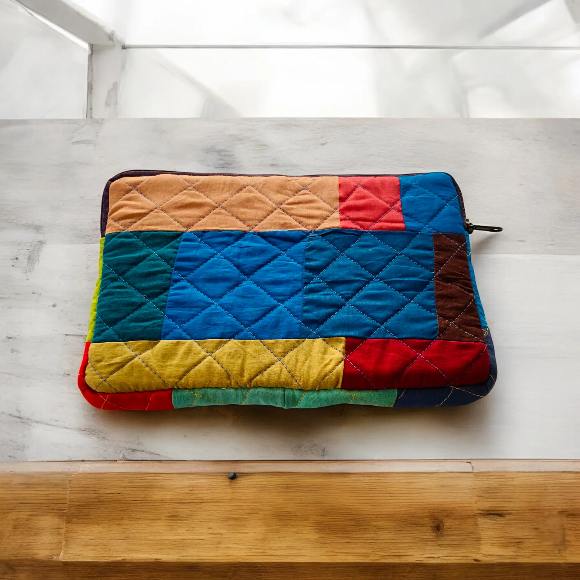 Multicolor Solids Patchwork Quilted Laptop Sleeve- 8 sizes available- Functional, Stylish